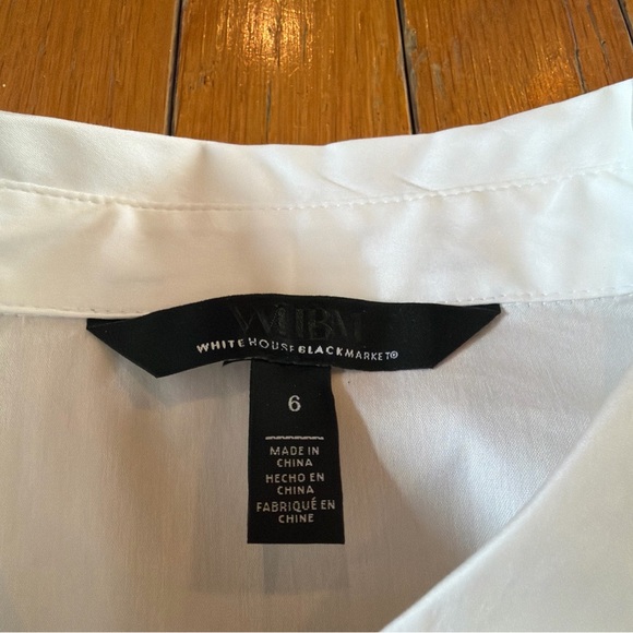 White House Black Market Poplin Blouse Button Down Front Shirt Long Sleeve Sz 6 - Picture 3 of 5